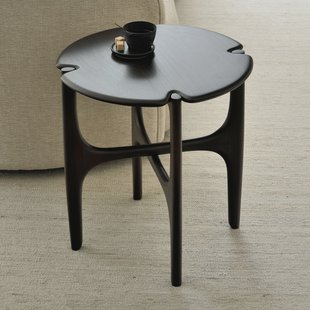 Ethnicraft Ronde Bijzettafel 'PI' Gevernist Mahoniehout, 47cm, kleur Donkerbruin