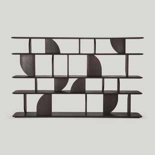 Ethnicraft Wandrek 'Geometric' Gevernist Teakhout, 130 x 210cm, kleur Donkerbruin