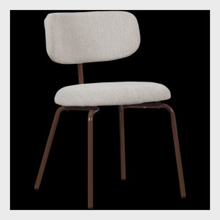 WOOOD Eetkamerstoel 'Travis' Geweven stof, kleur Off White