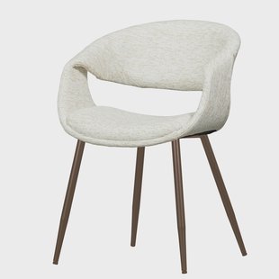 WOOOD Eetkamerstoel 'Yossi' Geweven stof, kleur Naturel/Koper