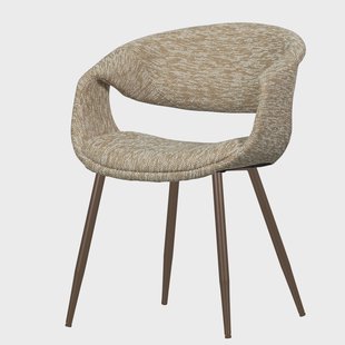 WOOOD Eetkamerstoel 'Yossi' Geweven stof, kleur Zand/Koper