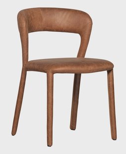 WOOOD Eetkamerstoel 'Noble' Lederlook, kleur Cognac