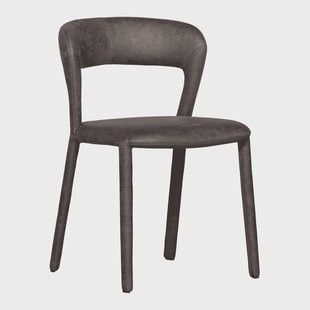 WOOOD Eetkamerstoel 'Noble' Lederlook, kleur Antraciet