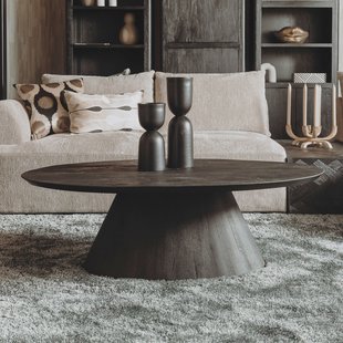 Tower Living Ovale Salontafel 'Premana' Mangohout, 135 x 75cm, kleur Zwart