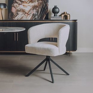 Tower Living Draaibare Eetkamerstoel 'Mura' Chenille, kleur Pearl