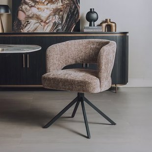 Tower Living Draaibare Eetkamerstoel 'Mura' Chenille, kleur Cappuccino