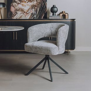 Tower Living Draaibare Eetkamerstoel 'Mura' Chenille, kleur Zilver