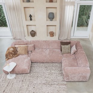 WOOOD Hoekbank 'Cloud' Hoek Rechts, Chenille, kleur Roze