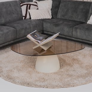 Sohome Organische Salontafel 'Jacky' Glas en betonlook, 110 x 65cm