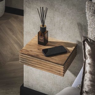 LifestyleFurn Zwevend Nachtkastje 'Tamia' Acaciahout, Met lade, Set van 2 stuks