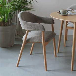 ZILT Eetkamerstoel 'Shenae' Bouclé, kleur Donkerbruin