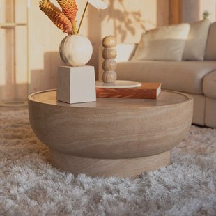 Zuiver Ronde Salontafel 'Noble' Travertinlook, 80cm