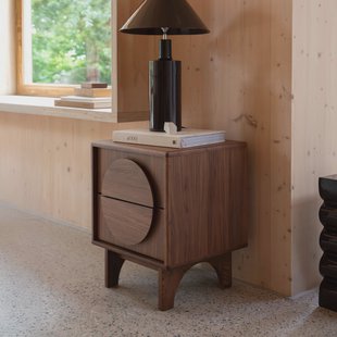 Zuiver Bijzettafel/Nachtkastje 'Groove' Walnoothout, Met 2 laden