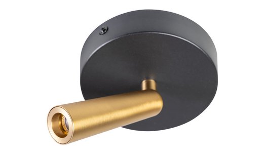 ETH Barry - opbouwspot 1L - Ø 11 x 2,5 cm - 3W LED incl. - zwart en messing