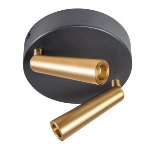 ETH Barry - opbouwspot 2L - Ø 13 x 2,5 cm - 6W LED incl. - zwart en messing