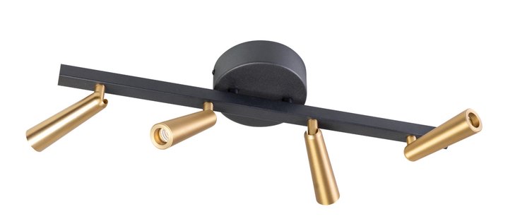 ETH Barry - opbouwspot 4L - 50 x 12 x 3 cm - 12W LED incl. - zwart en messing