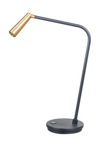 ETH Barry - tafellamp - Ø 14,5 x 46 cm - 3W LED incl. - zwart en messing