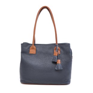 Berba Leren shopper dames | Donkerblauw