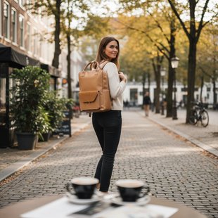 The Sticky Sis Club Rugzak  Dames Beige - Vegan leer