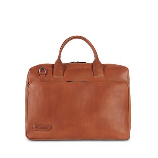 Plevier Laptoptas  Heren Cognac Leer