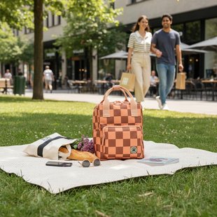 Studio Ditte Small Backpack Blocks - Pink-Brown