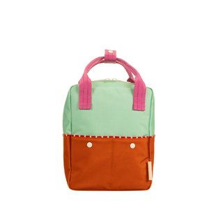 Sticky Lemon backpack small | better together | colourblocking | towel green + gravel orange