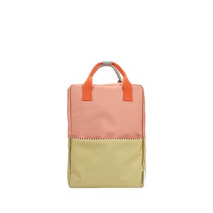 Sticky Lemon backpack large | wonders | colourblocking | coral pink + reed green