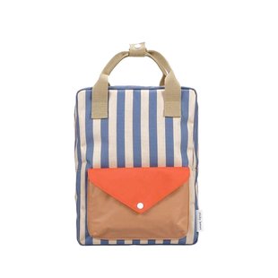Sticky Lemon backpack medium | wonders | envelope | stripes blue whale + sandy yellow