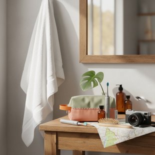 Sticky Lemon toiletry bag | wonders | colourblocking | shark grey + coral pink