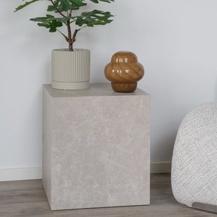 House Nordic Prague Beige Bijzettafel Marmerlook 40 x 40 cm