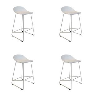 Livin24 Scandinavische Barkruk Ellen wit 66cm - Barkrukken set van 4