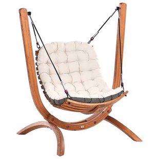 Beliani - ALLISTE - Tuinschommel - Lichtbeige - Larikshout