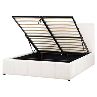 Beliani-CASTELNAVET-Tweepersoonsbed-Wit-160 x 200 cm-Polyester