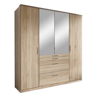Calicosy - Kast met 4 deuren en 1 spiegel B180 cm - Houtlook