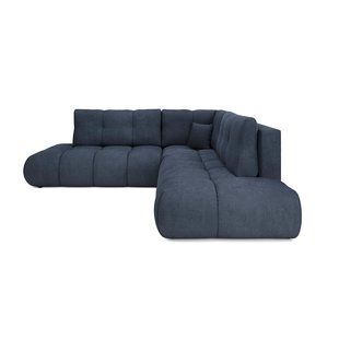 by fonQ Charme Hoekbank Links/Rechts met Slaapfunctie - Chenille - Marineblauw