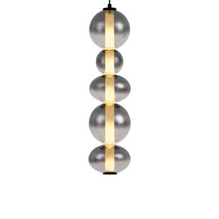 QAZQA Art Deco hanglamp zwart met smoke en helder glas 5-lichts incl.
