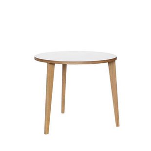 MINT Furniture, Eettafel S, D90 cm, H75 cm, eiken, wit laminaat