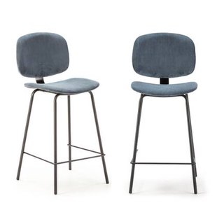 Calicosy - Set van 2 krukken in ribfluweel ARUS - H65 cm - Blauw