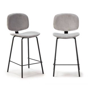 Calicosy - Set van 2 krukken in ribfluweel ARUS - H65 cm - Grijs