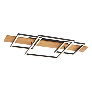 QAZQA Design plafondlamp zwart vierkant incl. LED 3-staps dimbaar