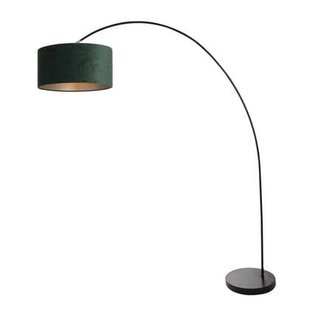 Mexlite - vloerlamp - Solva - zwart - metaal stof - booglamp - E27 -