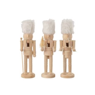 J-Line figuur Notenkrakers - hout|bont - naturel|wit - doos