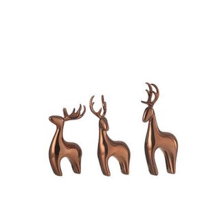 J-Line figuur Rendier - polyresin - koper - 3 stuks