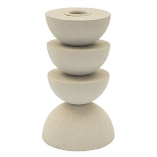 Crèmekleurige metalen kaarsenhouder ø 9x15 cm