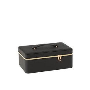 J-Line toilettas Rechthoek + spiegel - kunstleder - zwart