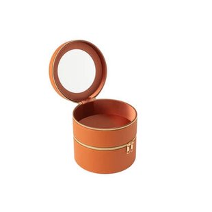 J-Line toilettas Rond + spiegel - kunstleder - cognac