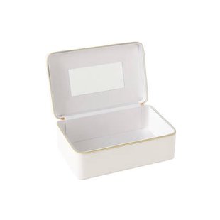 J-Line toilettas Rechthoek + Spiegel - kunstleder - wit