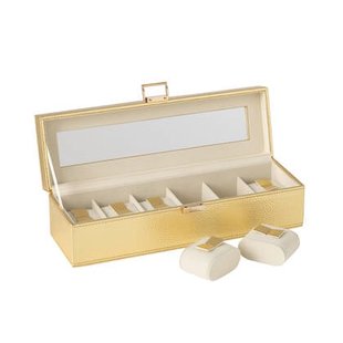 J-Line horloge doos 6 compartimenten - kunstleder - goud