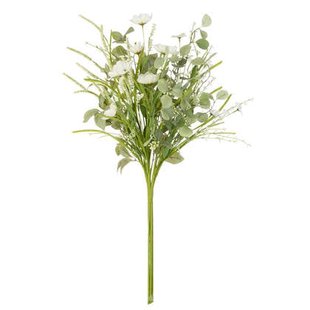 J-Line boeket Bloemen - kunststof - wit