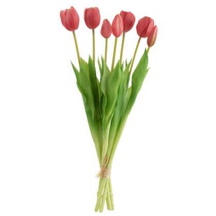 J-Line boeket Tulpen 7Stuks - kunststof - roze - large